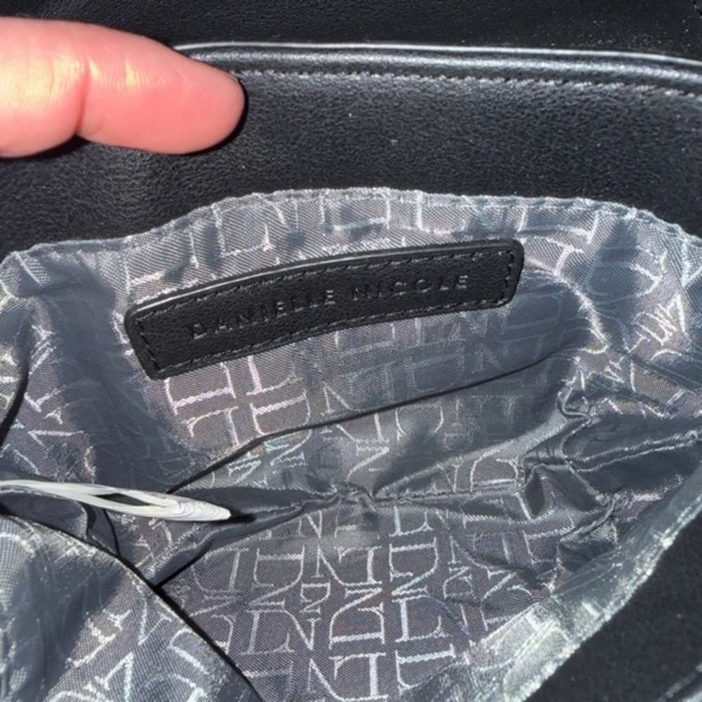 Danielle Nicole Black Vegan Leather Crossbody - Minimalist Small Square Bag - Picture 6 of 7